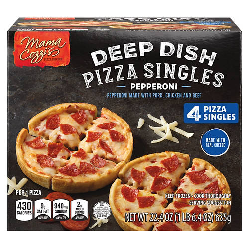 Mama Cozzi's Pizza Kitchen Deep Dish Pizza Singles Pepperoni, 4 count